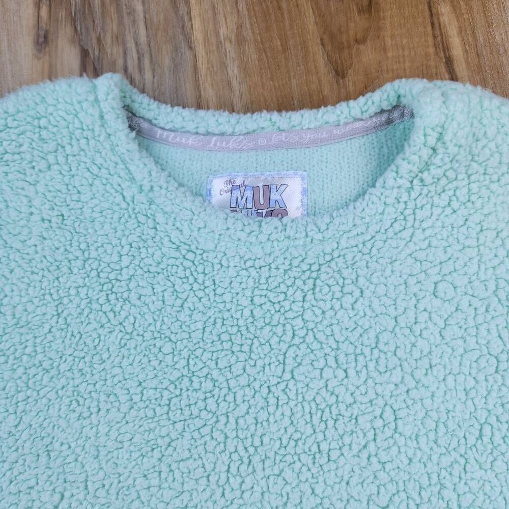 ☔️🔺️Muk Luks Mint Green Fleece Sweater Large - Picture 3 of 7